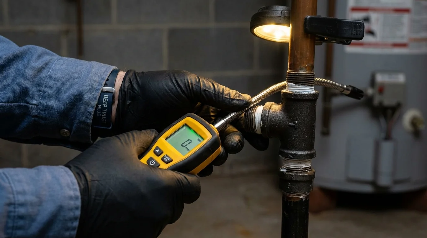 Gas leak detection with electronic sniffer by Johns Plumbing LLC in Clifton